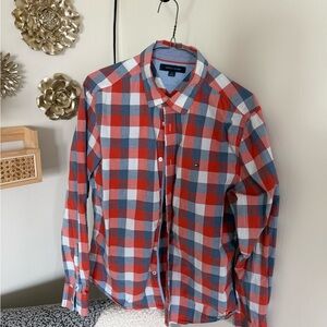 Tommy Hilfiger Checkered Button-Up Shirt – Size M – Red/Blue/White